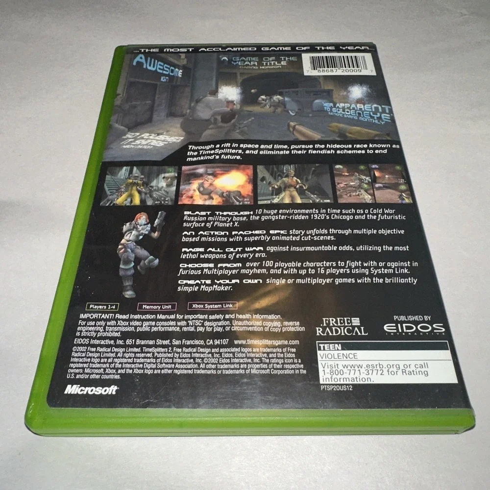 TimeSplitters 2 (Microsoft Xbox, 2002) Complete CIB w/ Registration Card